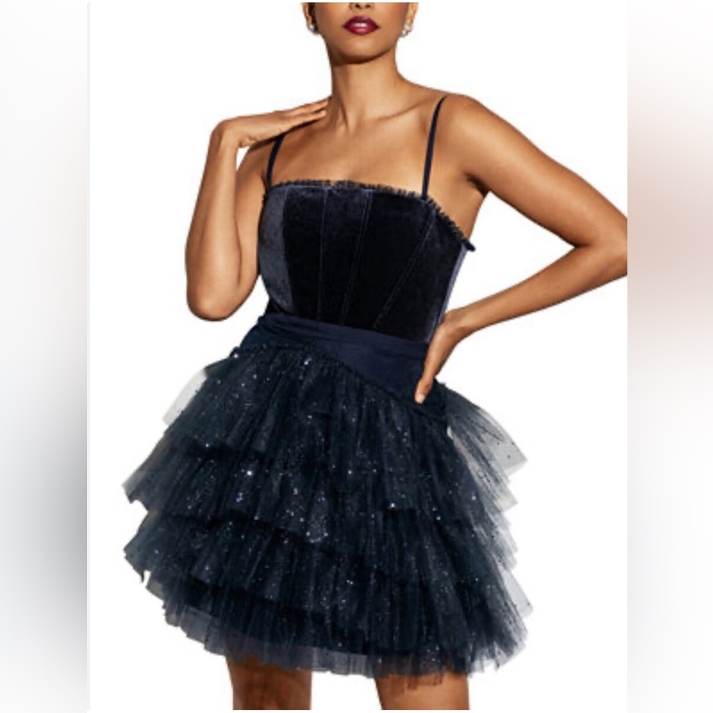 Betsey & Adam fit & flare glitter tulle formal dress New sz 10